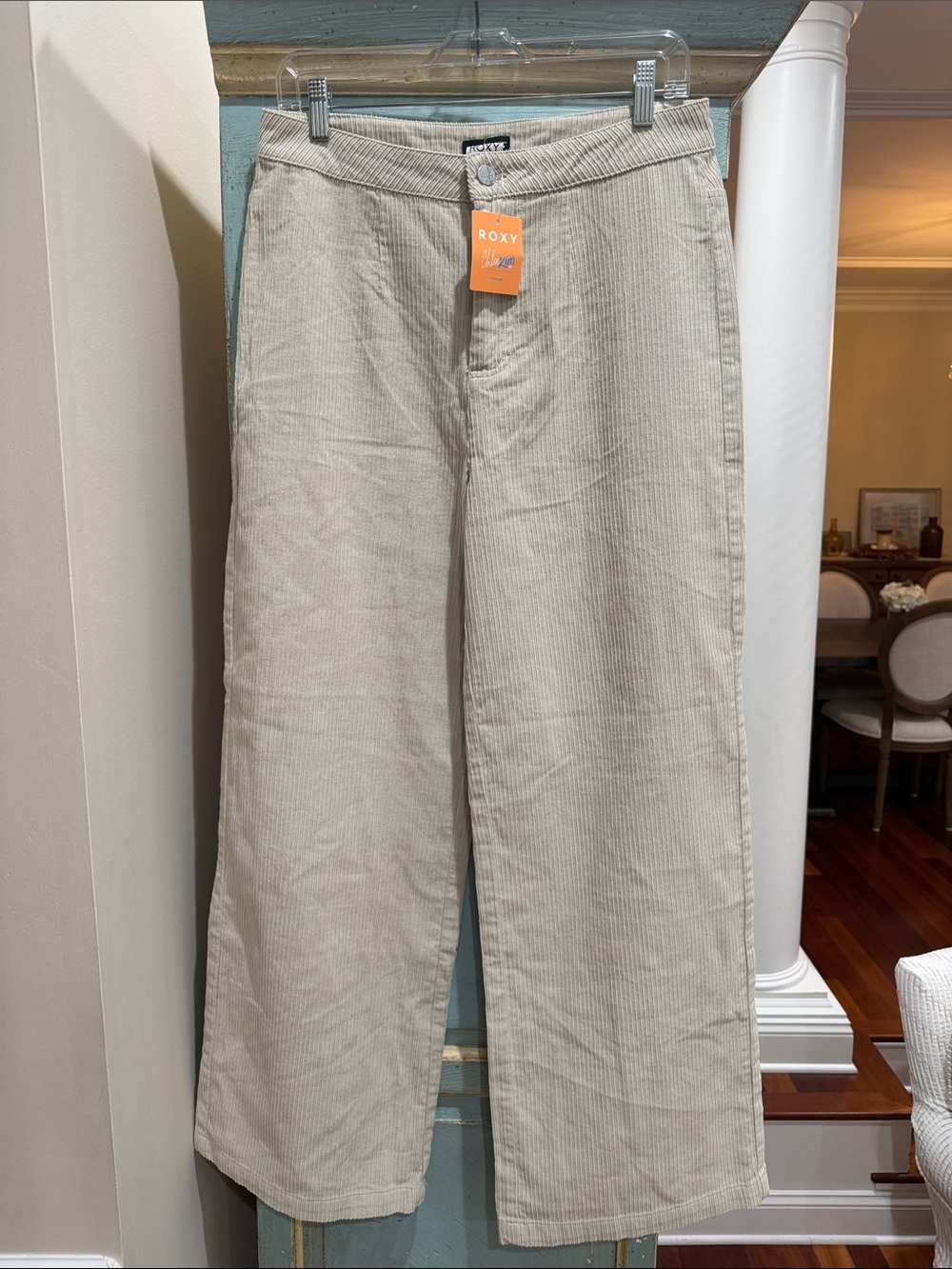 NWT Roxy Chloe Kim Cream Corduroy Pants High Waist Wide Leg 31